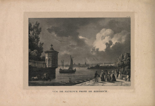 Gottfried Engelmann (Lithograph*in), VUE DE MAYENCE PRISE DE BIEBÉRICH., 1. Hälfte des 19. Jahrhunderts