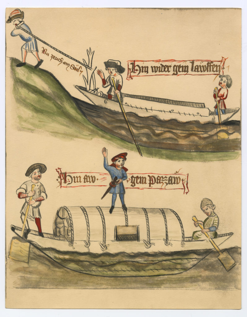 Hin wider gem Lauffen. Nu zeuch am Sail. Hinaw gem Pazzaw.