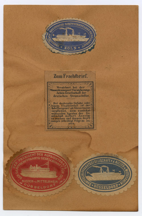 Preußisch-Rheinische Dampfschiffahrts-Gesellschaft (Beteiligte Institution), Vesicherungs-Klebemarken zum Frachtbrief, 1836-1853
