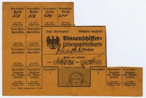 Unbekannt (Beteiligte Person), Binnenschiffer-Lebensmittelkarte für 2 Wochen, vor 25.05.1920