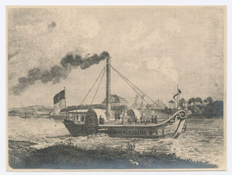 fahrendes Dampfschiff