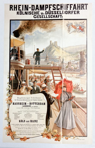 Plakat "RHEIN-DAMPFSCHIFFAHRT KÖLNISCHE u. DÜSSELDORFER GESELLSCHAFT."
