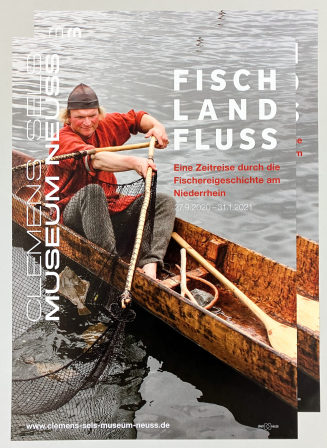 Plakat "FISCH LAND FLUSS. Eine Zeitreise durch die Fischereigeschichte am Niederrhein"