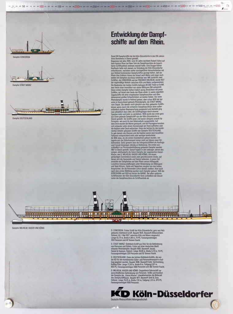 Plakat "Entwicklung der Dampfschiffe auf dem Rhein."