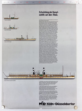 Plakat "Entwicklung der Dampfschiffe auf dem Rhein."