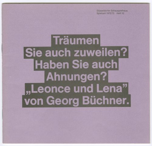 Programmheft (Umschlag) zu "Leonce und Lena" von Georg Büchner. Premiere am 18. November 1972 i ...