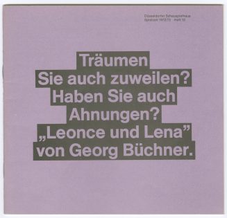 Programmheft (Umschlag) zu "Leonce und Lena" von Georg Büchner. Premiere am 18. November 1972 i ...