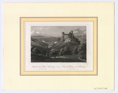 J. Dielmann (Künstler*in), Ansicht der Burg Schönberg mit Oberwesel (Rhein) Vues du Chateau de Schönberg et d'Oberwesel, 1844