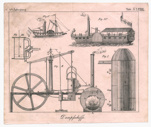 Unbekannt (Hersteller*in), Dampfschiffe., 1831