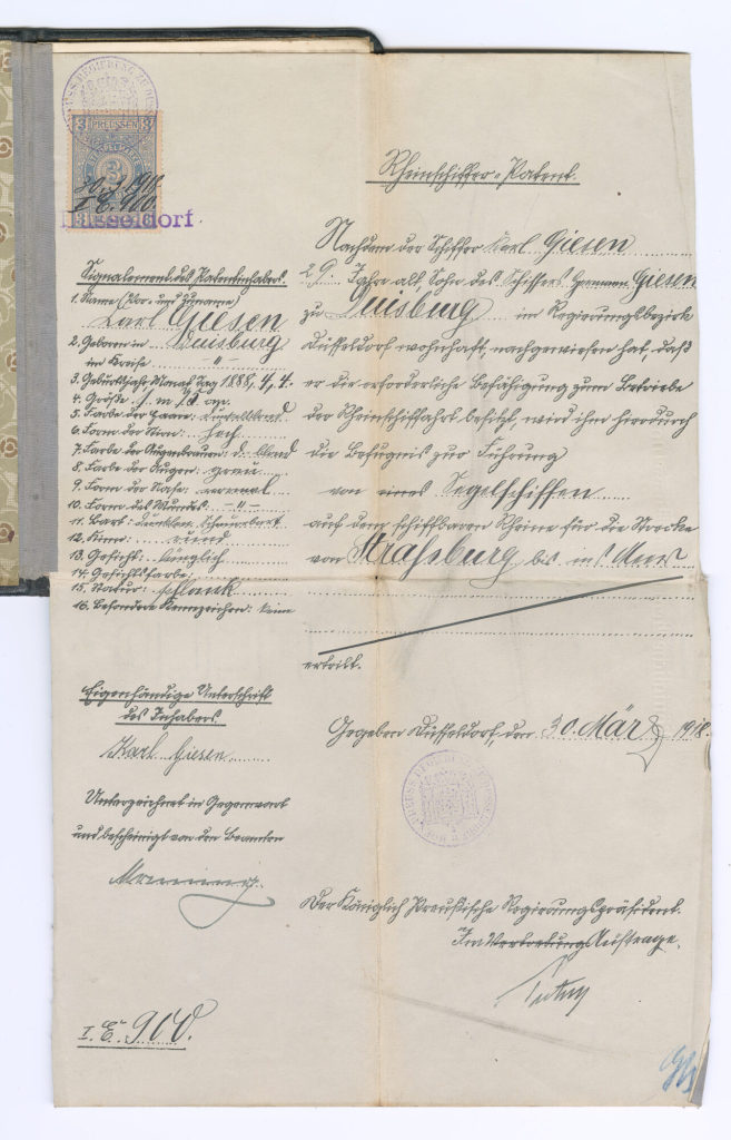 Rheinschiffer-Patent von Carl Giesen