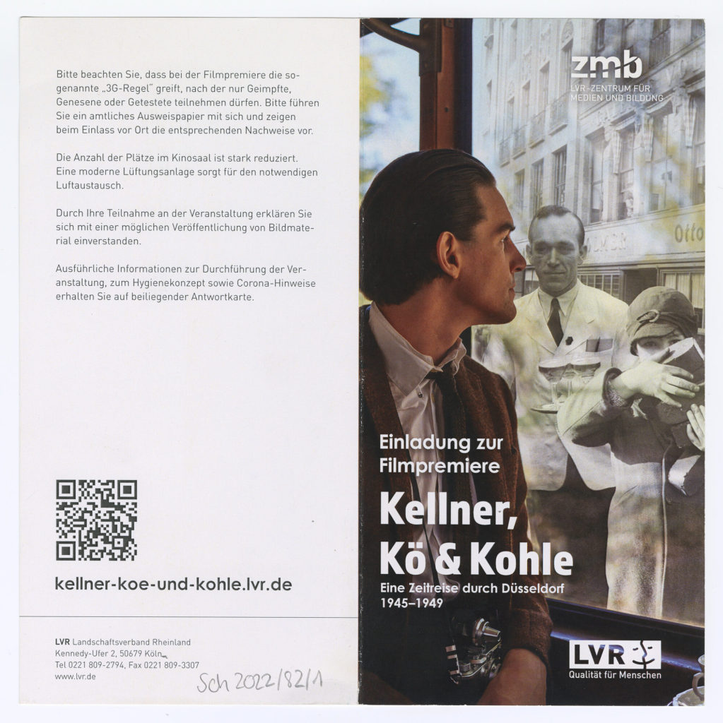 Einladung zur Filmpremiere. Kellner, Kö & Kohle. Eine Zeitreise durch Düsseldorf 1945-1949