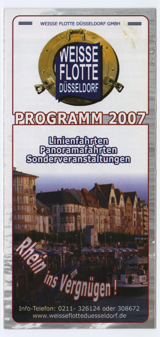 Flyer "WEISSE FLOTTE DÜSSELDORF. PROGRAMM 2007. Linienfahrten Panoramafahrten Sonderveranstaltungen"