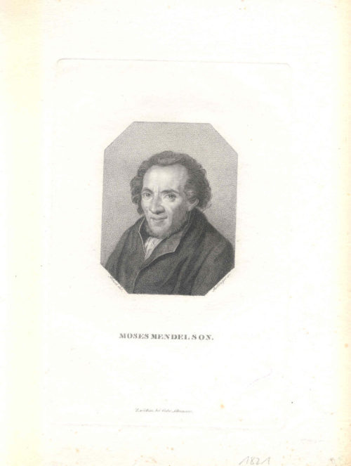Porträt von Moses Mendelsohn (Stich v. Bolling nach Frisch, Zwickau, 1821)