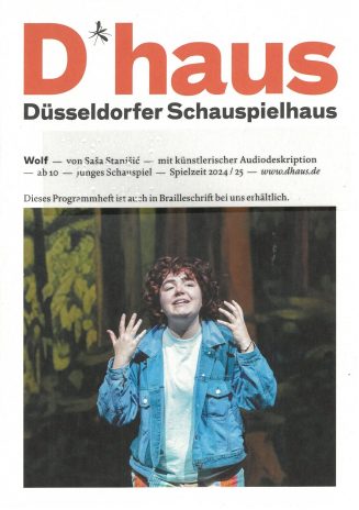 Programmheft (Umschlag) zu "Wolf" von Saša Stanišić. Premiere am 5. Dezember 2024 in der Münste ...