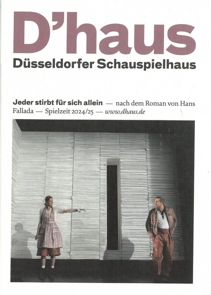 Programmheft (Umschlag) zu "Jeder stirbt für sich allein" nach dem Roman von Hans Fallada. Prem ...