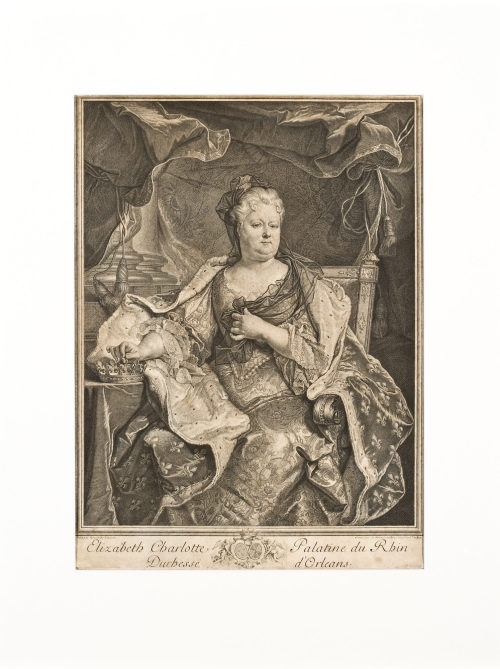 Charles Simonneau (Künstler*in), Elisabeth Charlotte (1652-1722) , Pfalzgräfin bei Rhein, Herzogin von Orléans, 1713/1714