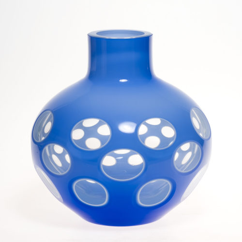 Toni Zuccheri (Entwurf), Blaue Vase mit Olivenschliff, um 1960