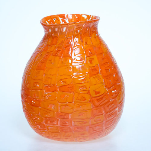 Venini & C. (Ausführung), Orangene Murrine-Vase, 1980/90er-Jahre