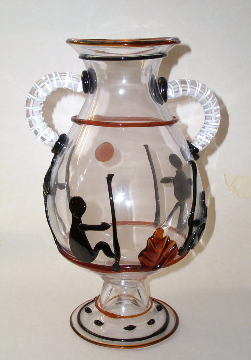 Mazzega (Ausführung), Fußvase mit Henkeln, um 1980