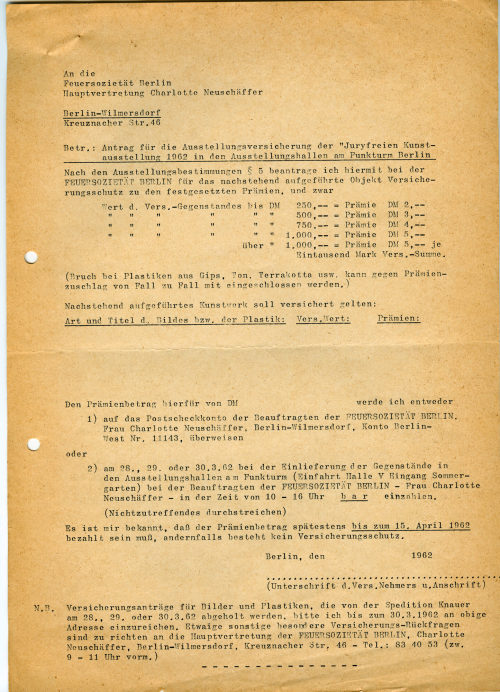 Der Senator für Volksbildung (Absender*in), Korrespondenz von Der Senator für Volksbildung an Heinz Mack, ??.??.1962