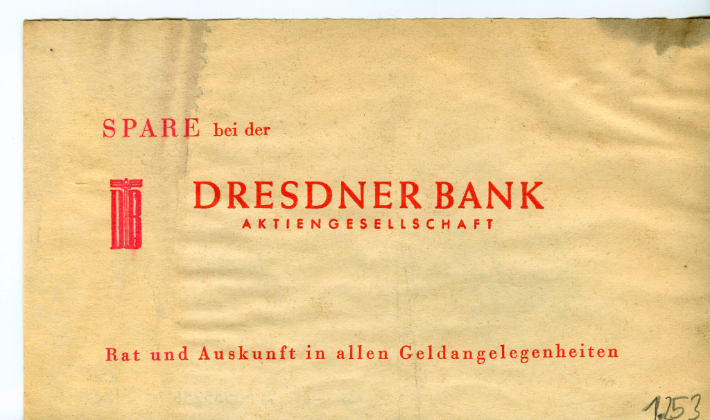 Korrespondenz von Dresdner Bank an Heinz Mack