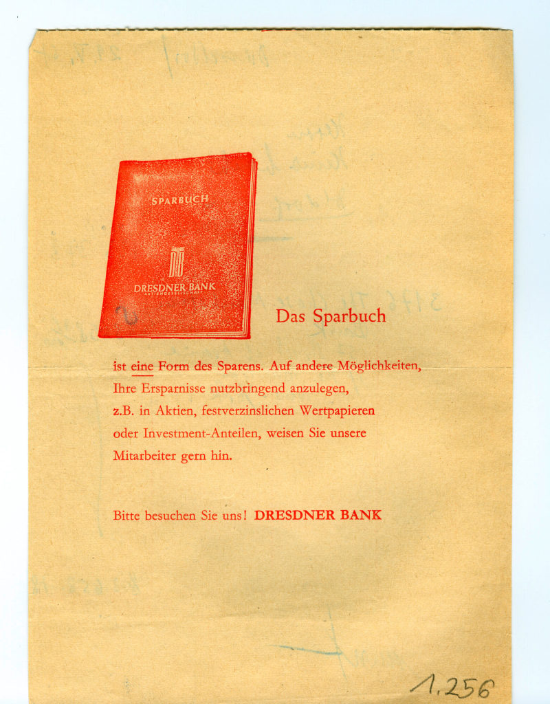 Korrespondenz von Dresdner Bank an Heinz Mack