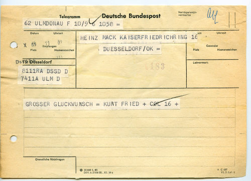 Kurt Fried (Absender*in), Korrespondenz von Kurt Fried an Heinz Mack, 06.10.1965