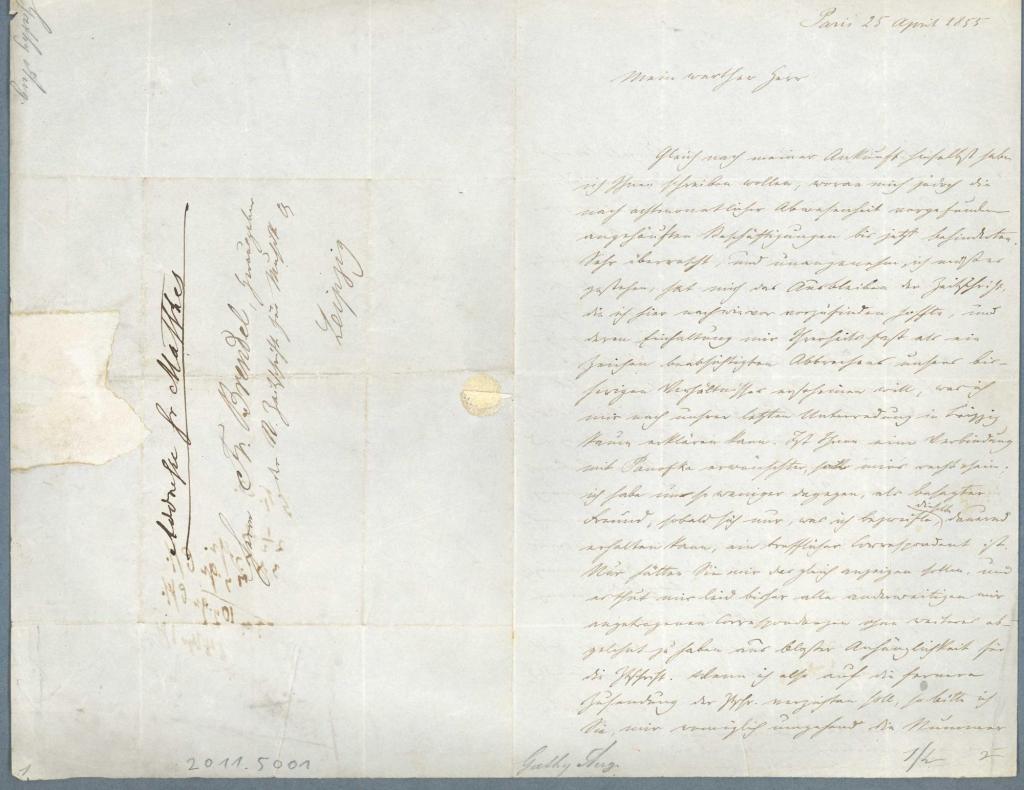 Gathy an Brendel, 25.4.1855, S. 1