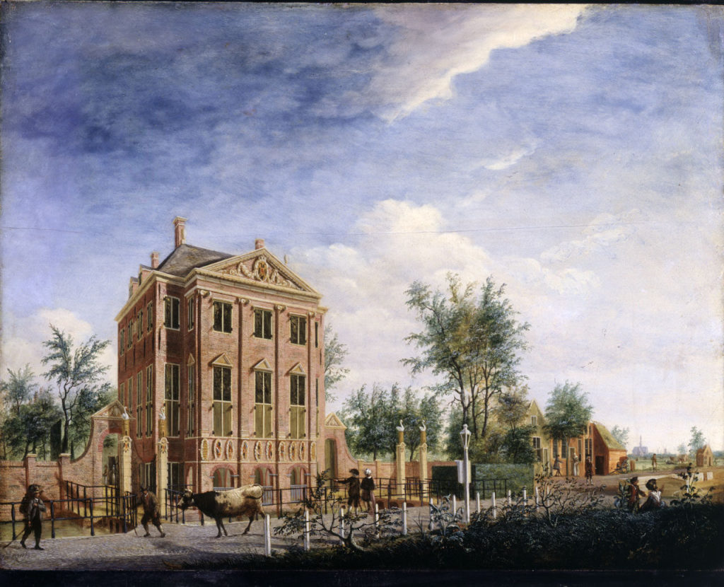 Jan Ekels d. Ä., Ansicht von Haus Schwanenburg in Halfweg zwischen Haarlem und Amsterdam, 1759, ...