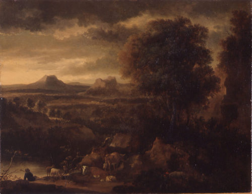 Jan Hackaertz, Südliche Landschaft mit Hirten, Herde und Jagdszene, Kunstpalast, Düsseldorf, In ...