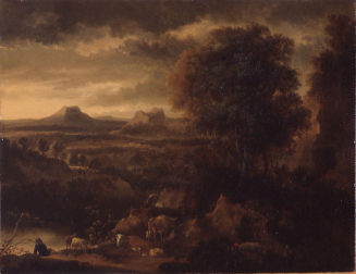 Jan Hackaertz, Südliche Landschaft mit Hirten, Herde und Jagdszene, Kunstpalast, Düsseldorf, In ...