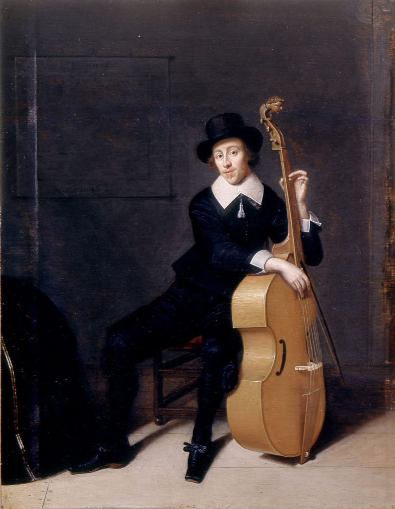 Godaert (Gotthard) Kamper, Bildnis eines sitzenden Musikers mit seiner Viola da Gamba, 1646, Ku ...