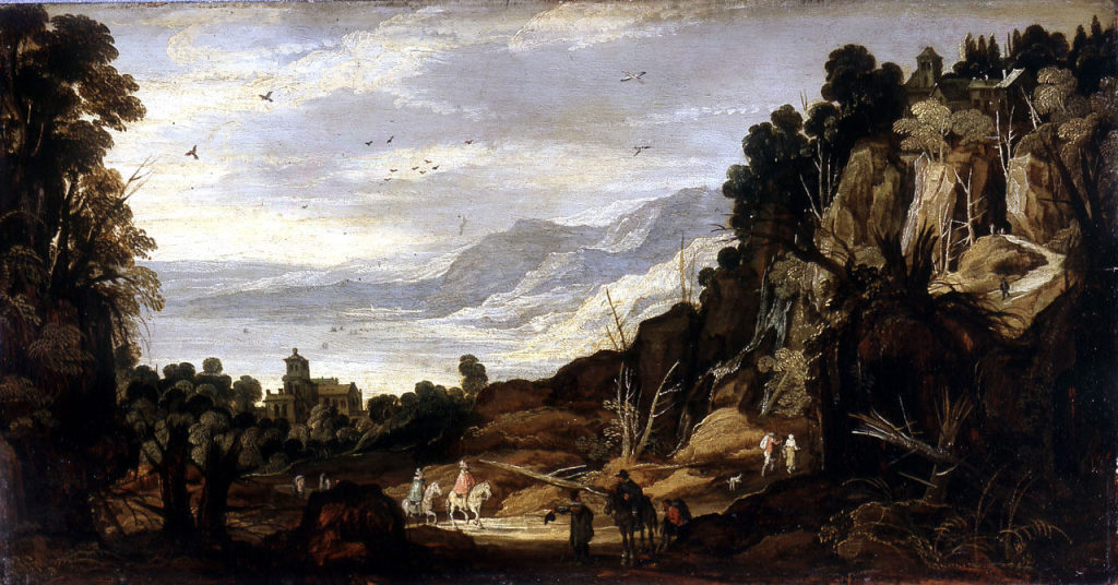 Philips de Momper - zugeschrieben, Gebirgslandschaft mit Reitern, um 1610, Kunstpalast, Düsseld ...