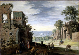 Marten Ryckaert, Landschaft mit Ruinen und Blick auf eine Stadt, um 1620, Kunstpalast, Düsseldo ...