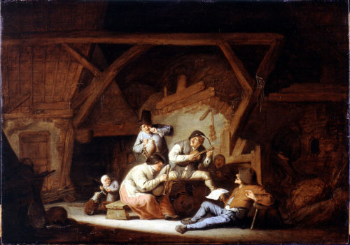 Adriaen van Ostade, Bauernmusikanten in einer Scheune, 1630er Jahre, Kunstpalast, Düsseldorf, I ...