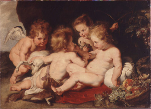 Peter Paul Rubens - Werkstatt, Christus mit Johannesknaben und zwei Engeln, Kunstpalast, Düssel ...