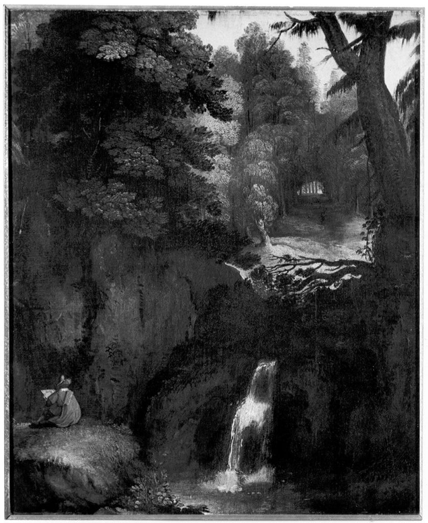 Jacques Fouquier - Umkreis, Landschaft mit Wasserfall und Zeichner, Kunstpalast, Düsseldorf, In ...