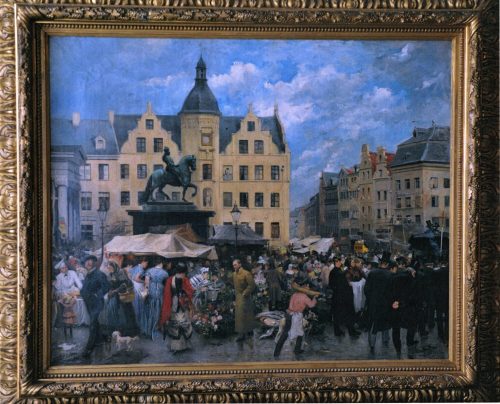 Gabriel Nicolet (Künstler*in), Marktplatz in Düsseldorf, 1880