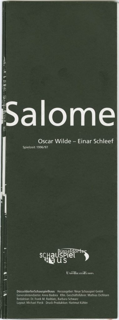 Programmheft "Salome" von Einar Schleef nach Oscar Wilde