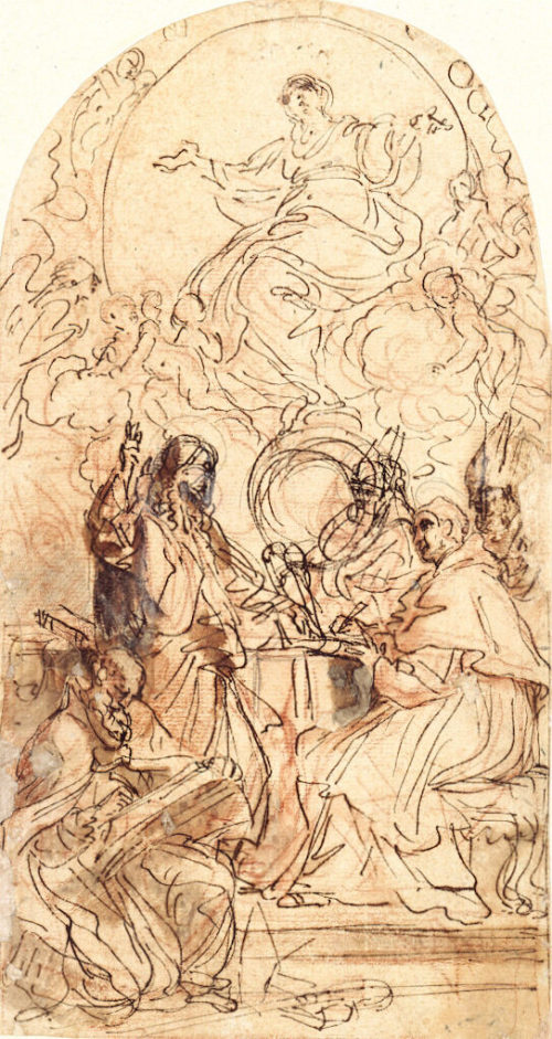 Carlo Maratti (Künstler*in), Die Madonna auf der Mondsichel und vier Heilige, um 1682–1684