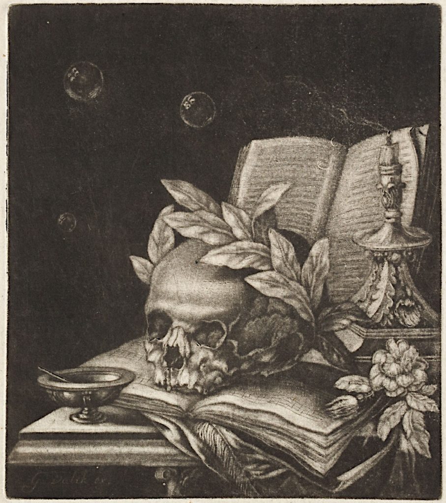 Vanitas-Stillleben mit Schädel