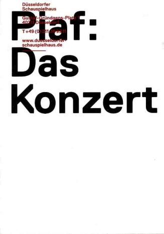 Programmheft "Piaf: Das Konzert" - von und mit Susanne Tremper. Düsseldorf, 30.11.2011 (2011/20 ...