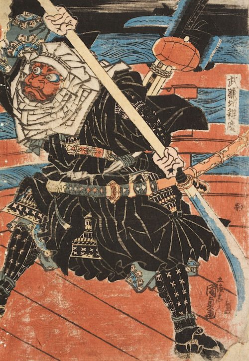 Kunisada (Künstler*in), Benkei kämpft gegen Ushiwakamaru auf der Brücke, Um 1815