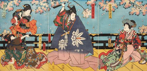 Kunisada (Künstler*in), Der berühmte Bogenschütze Minamotono Tametomo, den
 es nach Okinawa verschlug | Aus einem Kabuki-Schauspiel nach dem Roman Seltene Kunde vom Bogen des Mondes
, 1854