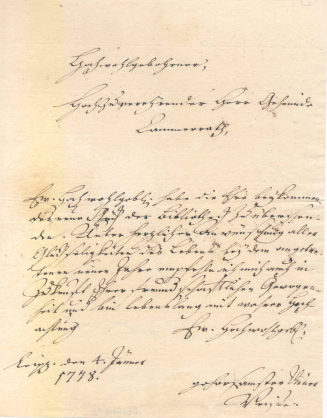 Brief von Christian Felix Weisse