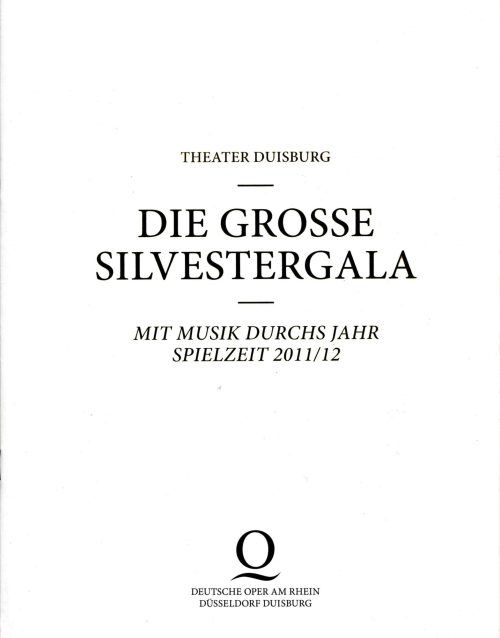 Programmheft zu "Die grosse Silverstergala" Theater Duisburg