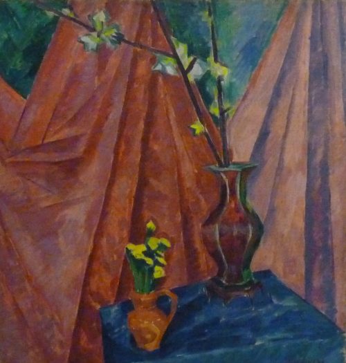 Walter Ophey (Künstler*in), Stilleben mit Huflattich und Kirschblüten, 1914–1919