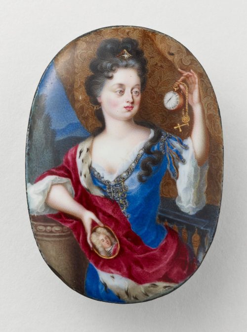 Monogrammist IRR (Künstler*in), Porträtminiatur der Kurfürstin Anna Maria Luisa, 1702 (?)