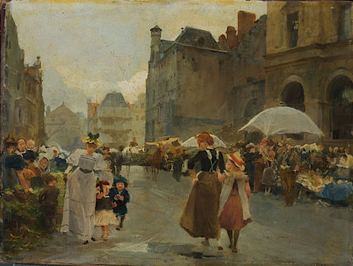 Wilhelm Schreuer, Düsseldorfer Markt, um 1910/15, Kunstpalast, Düsseldorf, Inv.-Nr. M 4411