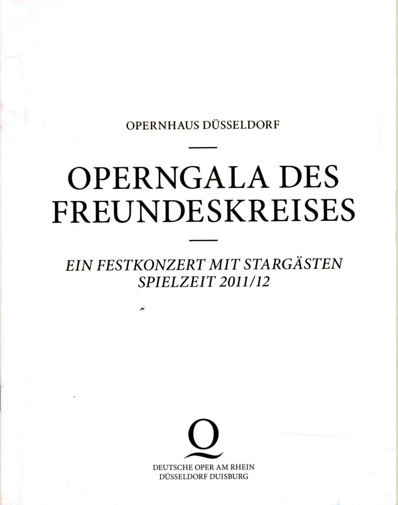 Programmheft zur Freundeskreisgala am 1. Juni 2012 im Opernhaus Düsseldorf